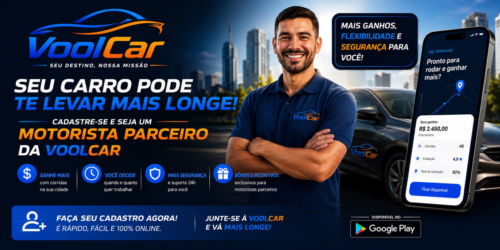 Seja Motorista VoolCar - Seu carro pode te levar mais longe!