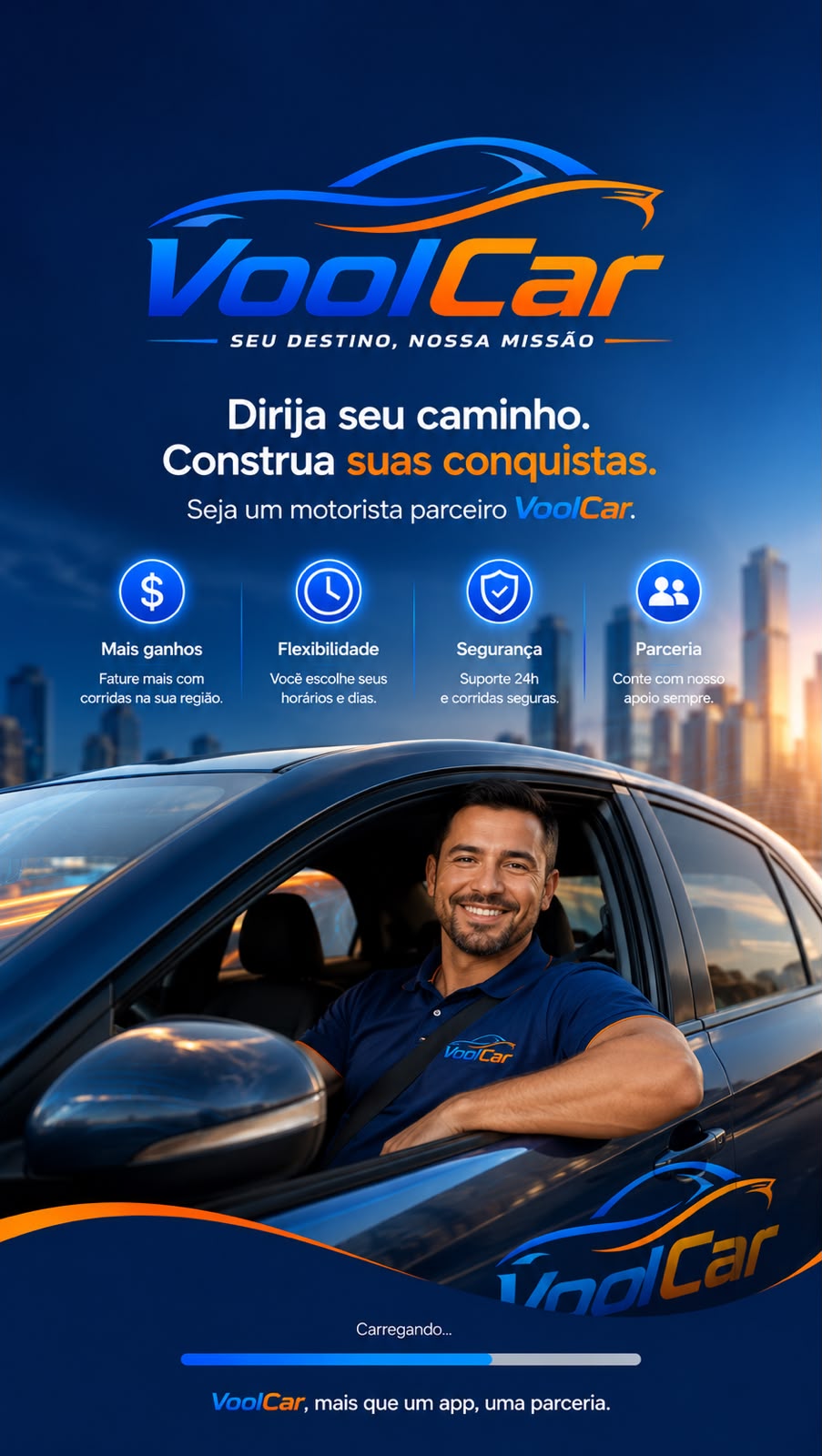 Motorista VoolCar - Dirija seu caminho, construa suas conquistas